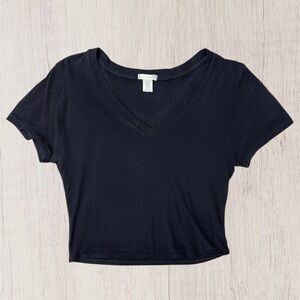 Bozzolo Black Fitted V-Neck Shirt